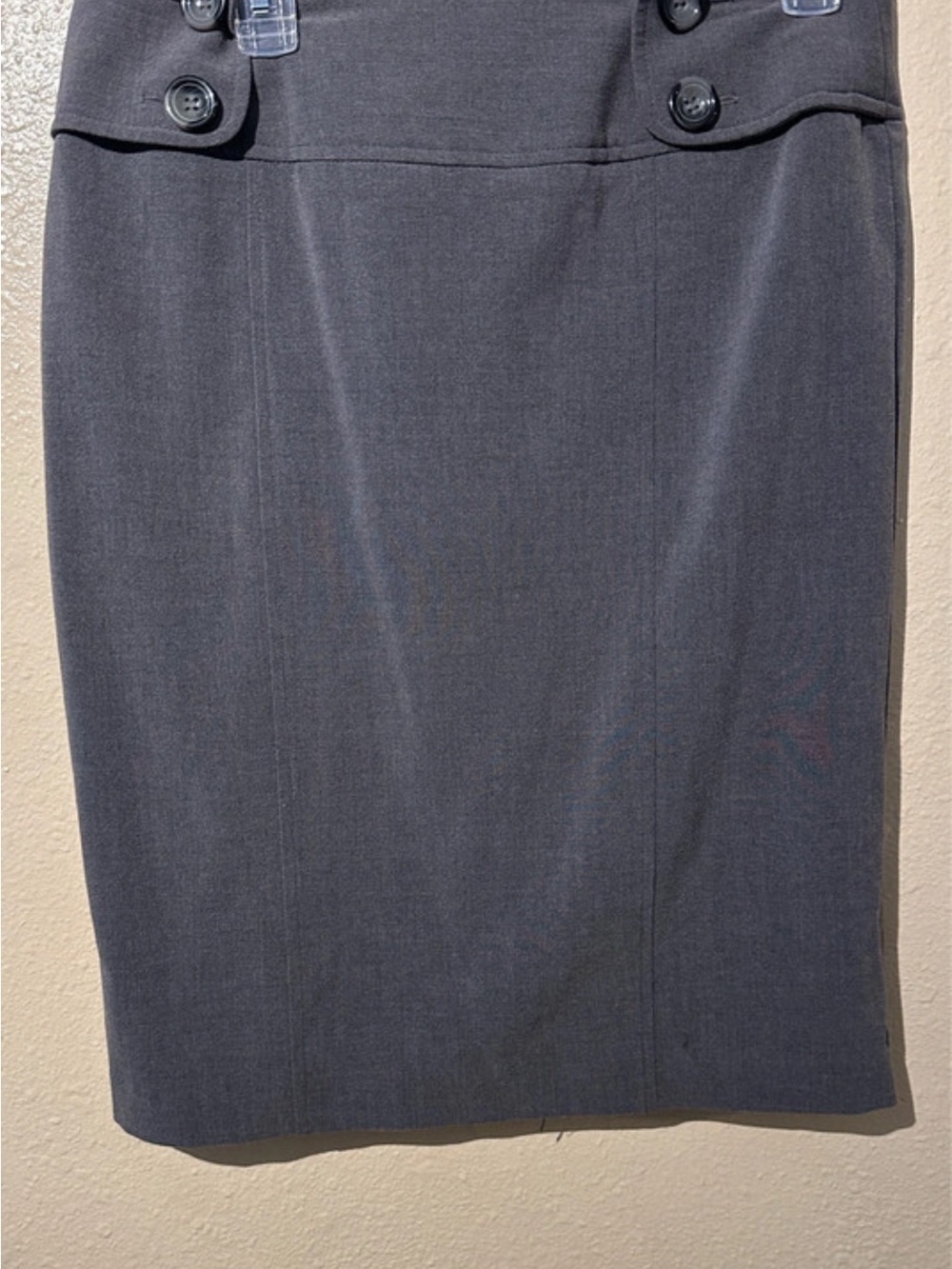 Harve Benard Dark Gray Button-Detail Midi Pencil Skirt